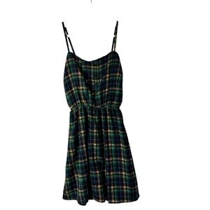 Boutique Green & Blue Plaid Sleeveless Mini Romper S